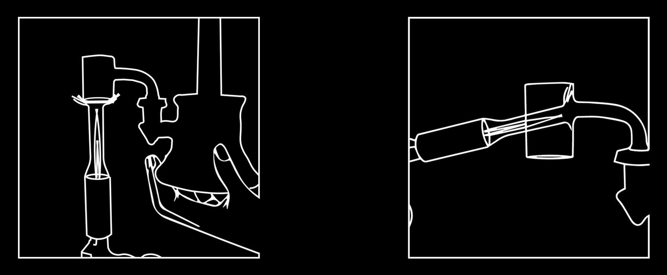 A line drawing indicating the heating of a bucket banger using a blow torch